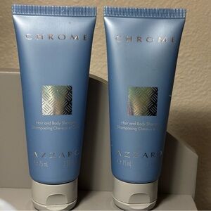 Chrome Azzaro Body Hair and Body Shampoo Set of (2) New 75mL / 2.53 fl oz